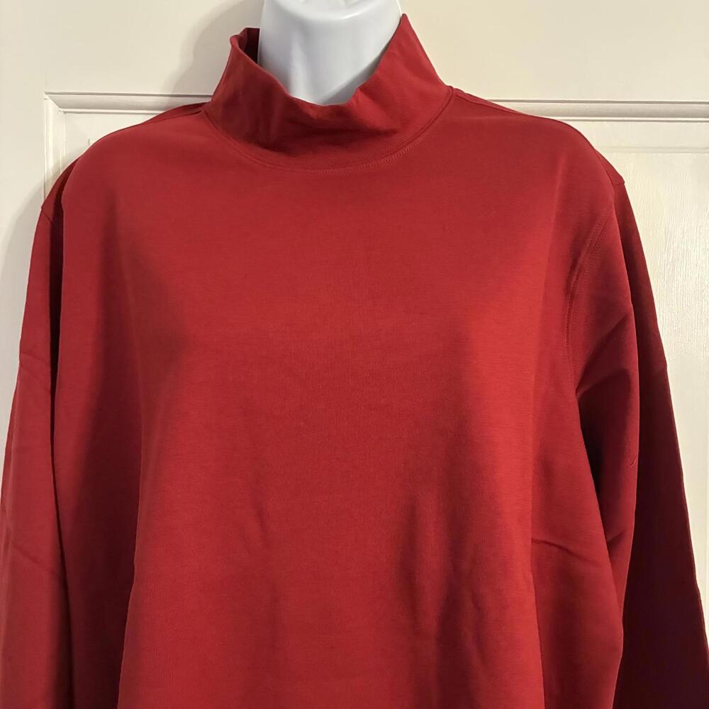 Lands' End Cardinal Red Long Sleeve Mock Neck Shirt - 2X - NWOT - Picture 2 of 3